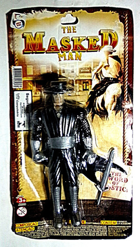 Boneco Retrô The Masked Man Zorro Plástico Bolha Soprado
