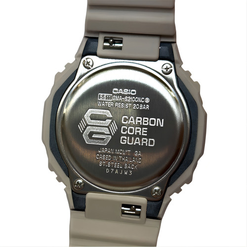 Relógio Casio G-shock Gma-s2100nc-4adr *carbon Core Guard Correia Cinza Bisel Cinza Fundo Amarelo