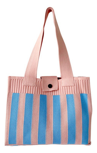 Striped Knit Tote Bag Large Capacity Shoulder Handbag
