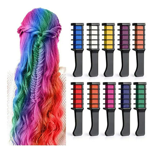  12 Cepillos Tiza Cabello Pinta Colores Rápido Lavable Pelo