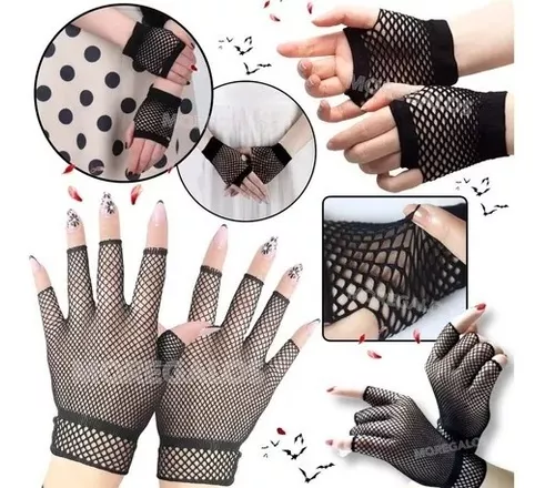 1 par de guantes sin dedos simples negros