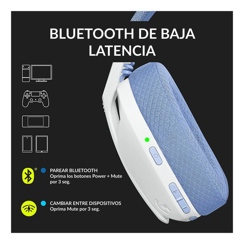 Auriculares gamer inalámbricos Logitech G Series G435 blanco crudo y lila