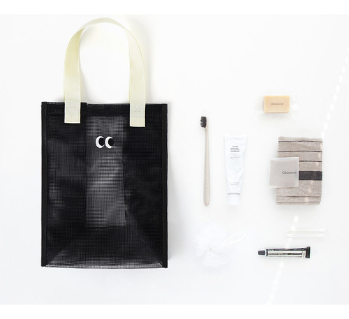 Bolsa De Ducha De Malla Portátil Negra Negra Para Colgar Y S