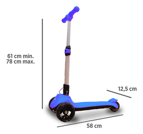 Scooter A Batería 80w Monopatín Infantil 3 Ruedas Con Luces Color Azul