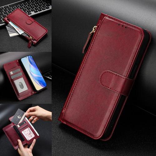 Funda De Piel Con Cierre De Primera Calidad Para Motorola E40, A Prueba De Golpes, Protección De 360°, Cartera, Bloqueo Rfid, Soporte