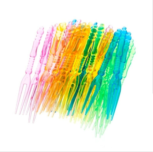 Tenedores Pinchos Transparentes Multicolores 50und Pasapalos