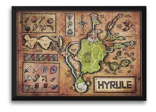 Cuadro Mapa Legend Of Zelda Madera Vidrio 51x36cm Poster