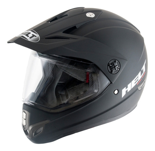 Capacete Preto Motocross Trilha Com Viseira Helt