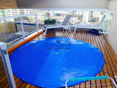 Lona Azul Redonda 7x7 - Pvc 500 Micras - 7 (diâmetro)