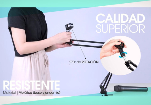 Imagen 4 de 10 de Soporte Microfono Mesa Pie Brazo Articulad + Filtro Anti Pop