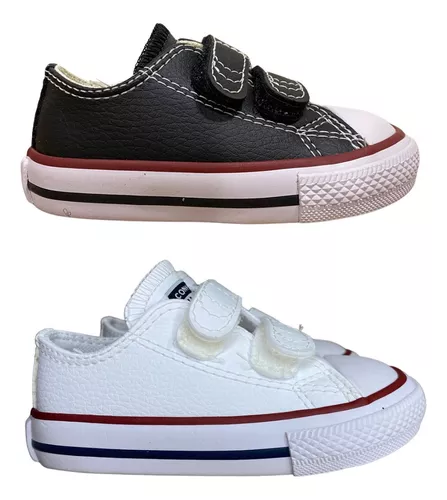 Tênis All Star Infantil Couro e Velcro Branco Converse Branco