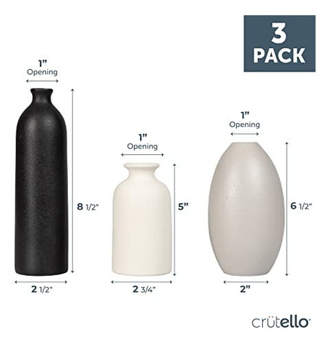 Jarrón De Cerámica Crutello Set De 3 Jarrones Decorativos Mu