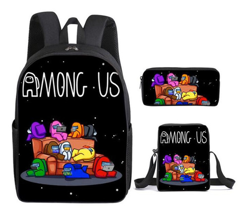 Among Us Game Mochila Bandolera Escolar Kit De 3 Piezas