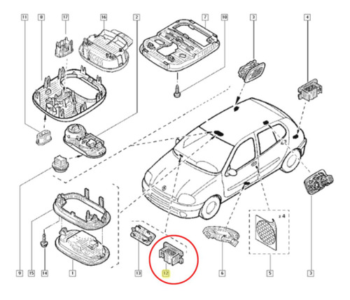 Lanterna Interna Porta Luvas Ou Porta Malas Renault Clio