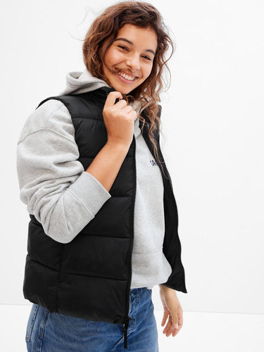 Parka Mujer Gap Sin Manga Acolchada Negro