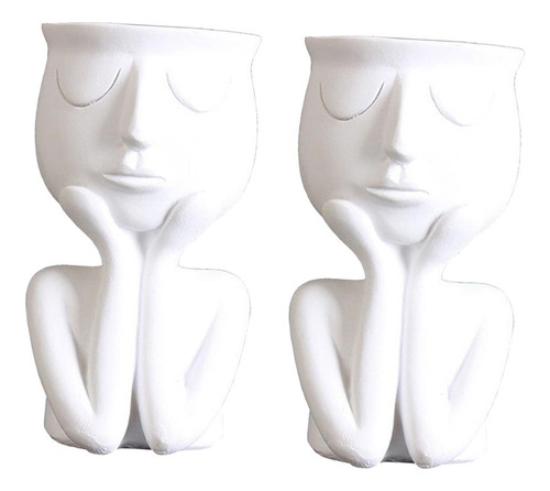2x Escultura De Retrato Humano Maceta Florero Planta