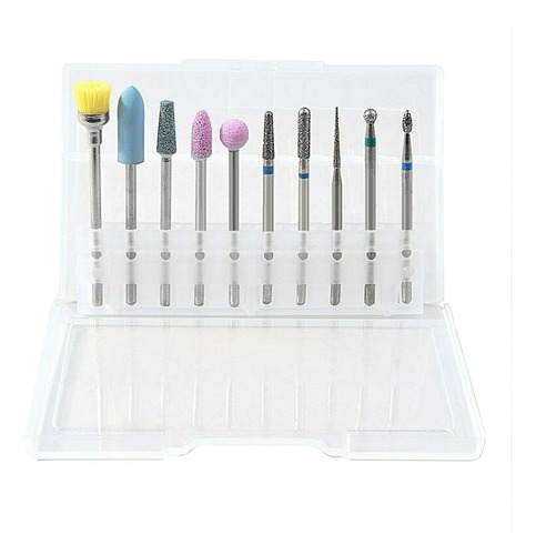 Kit X10 Limas Variadas Fresas Para Torno De Manicura 