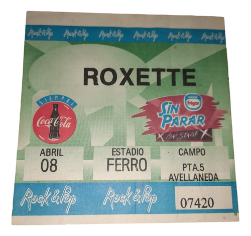 Roxette Entrada Ferro 8 De Abril De 1995 (excelente Estado)