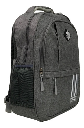Mochila Reforçada Para Notebook Impermeável Escolar Viagem Cor Cinza Desenho Do Tecido Lisa