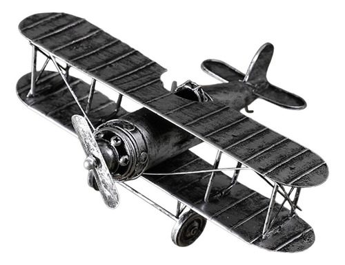 M Avión Biplano Pequeño, Modelo De Avión De Metal Plata