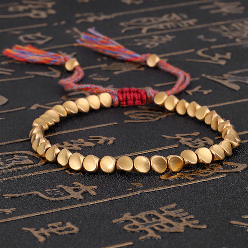 Pulsera De Cuerda De Cobre Tibetano Hecha A Mano 7679