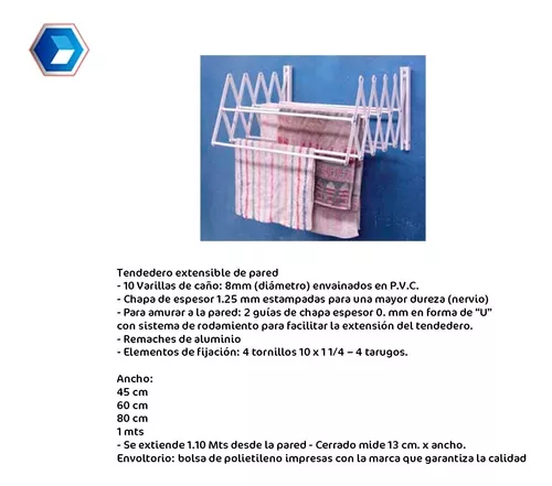 Tendedero Tender Ropa Plegable Extensible Retractil Aluminio