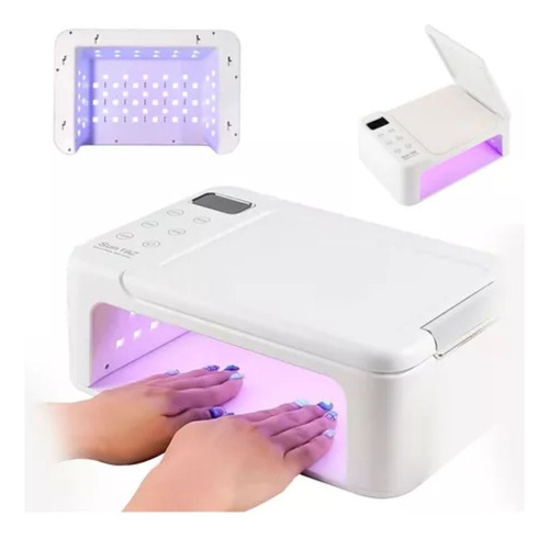 Lampara De Uñas Secadora Led De 350w Tactil Con Posa Mano Color Blanco