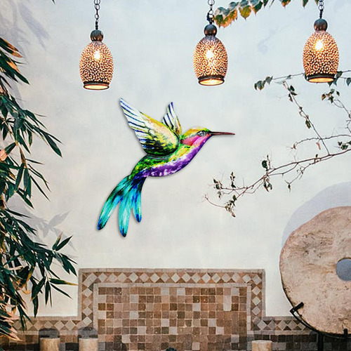 Colibrí De Hierro, Adorno Colgante De Arte De Amarillo