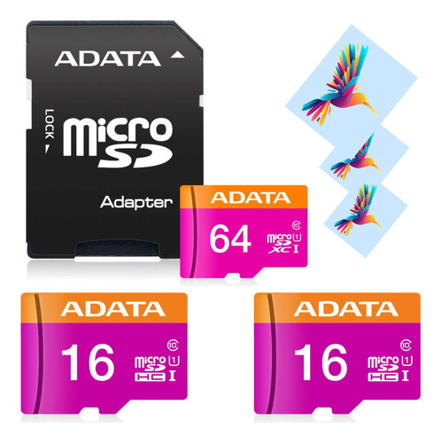 Kit 3pz Micro Sd Adata De 16 Gb Ausdh16guicl1