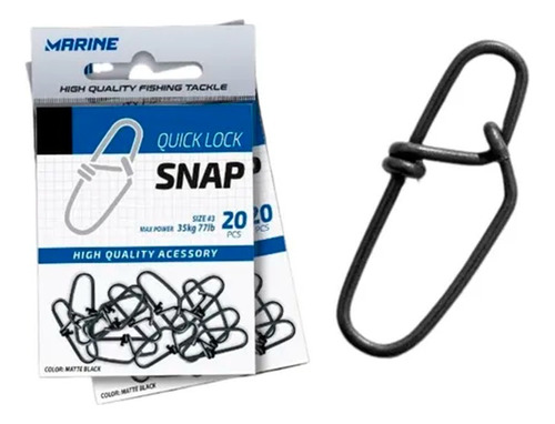 Snap De Pesca Quick Lock N°0 12kg 25lb Cart. 20pçs Marine