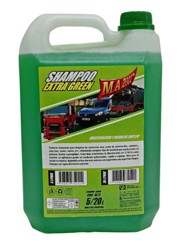 Shampoo Para Autos Extra Green X 5 Lt - Ma 2002