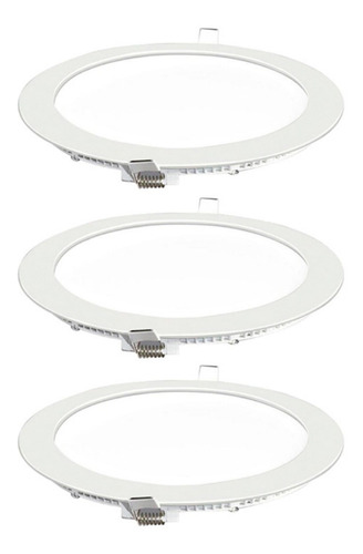 Pack 3 Focos Led 18 W Panel Encajado Placa Redondo /hb Led