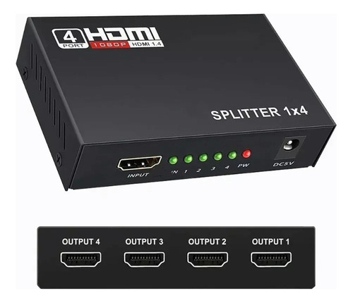 Splitter Hdmi 1x4 Activo 4 Salidas Tv Led Lcd 1080p Hd