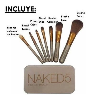 Set De 7 Brochas Naked 5 Para Maquillaje Urban Decay | MercadoLibre