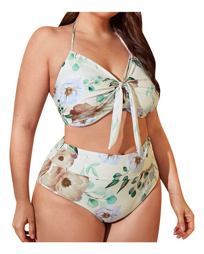 Mujer Gorda A235 Mujer Plus Talla Grande Estampado Flores