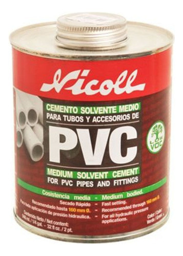 Adhesivo Pegamento Para Pvc Nicoll 236 Ml 