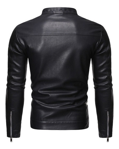 Abrigo De Cuero Para Hombre Joven Chamarra Casual