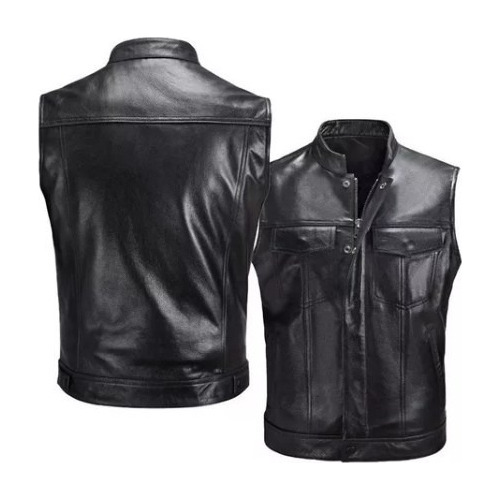 Chamarra De Piel Y Biker, Chaleco Motero Para Hombre P