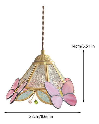 Nuevo Lámpara De Vitrales Colgante Luz Mariposas Sombra
