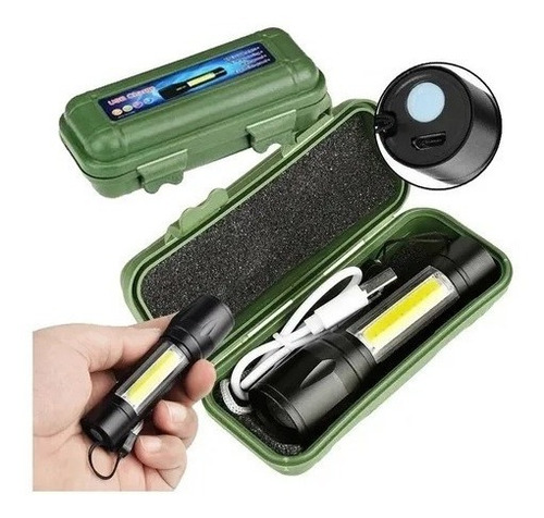 Mini Lanterna Tática Led 3em1 Usb Com Zoom Camping Bike