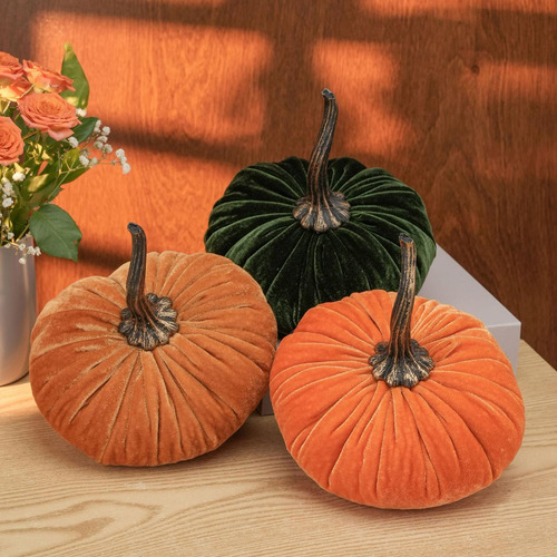 3 Piezas De Calabazas De Terciopelo, Calabazas De Estilo C