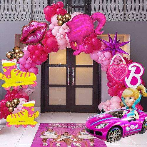 Kit De Globos Barbie Rosa Para Fiesta Temática - 6 Piezas