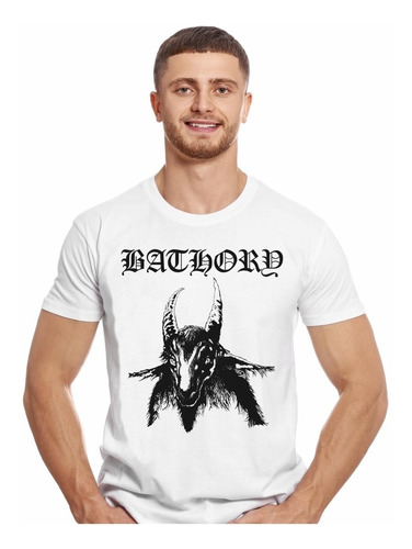 Polera Bathory Bathory Logo Negro Metal Impresión Directa