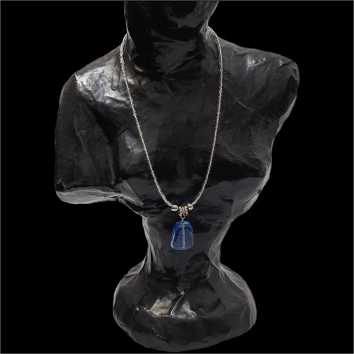 Csu1611 Collar Corto Dije Piedra Cuarzo Azul
