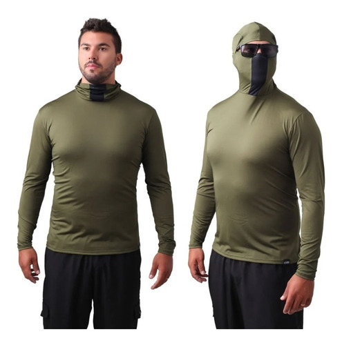 Camisa Proteção Uv Ninja Verde Militar Pesca Protege  Inseto