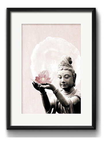 Quadro Buda Lotus Sépia Meditacao Yoga Decoracao Paspatur