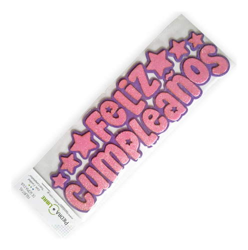 Cartel Topper Feliz Cumpleaños Con Goma Eva Glitter
