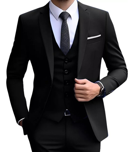 Terno Masculino Preto Conforto E Sofisticação Para Eventos Preto Paletó 48 / Calça 42