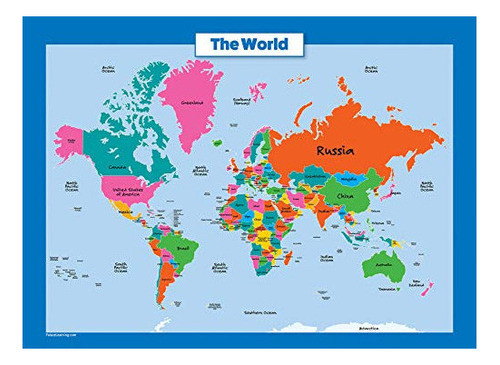 Mapa Mundial Para Niños - Laminado - Mapa Mural Del Mundo