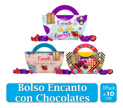 Bolso Encanto Con Chocolates 100 Gx 3 Uds